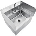 Global Industrial Stainless Steel Hands Free Wall Mount Sink W/Faucet & Splash Guards 670454